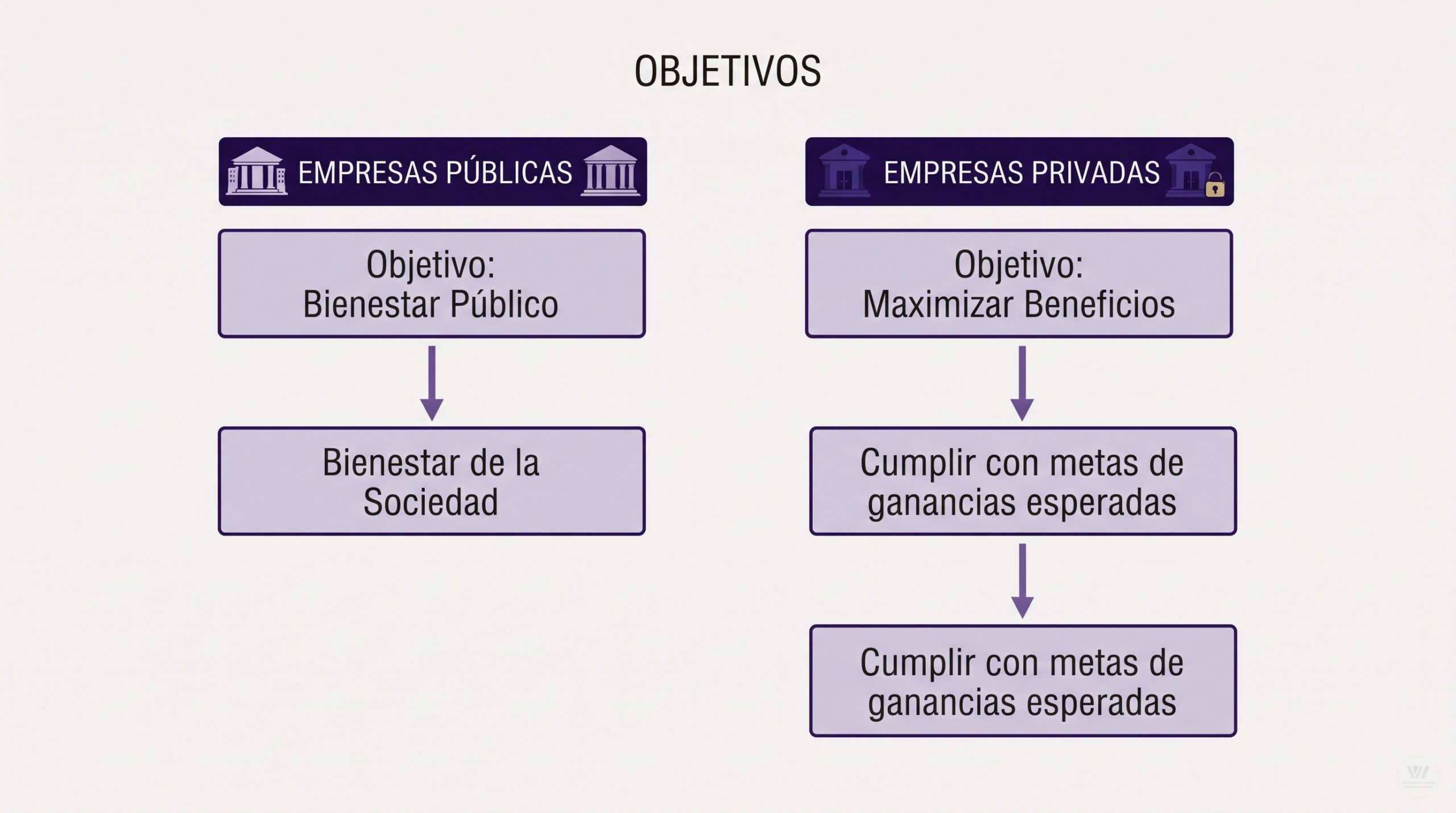 objetivos empresas privadas y publicas
